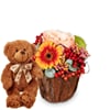 Flower arrangement 'Happy Surprise' with teddy bear 'Bruno' Online