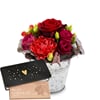 Flower arrangement 'Red Symphony' with Munz bar of chocolate Online