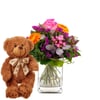 Flower bouquet 'Blossom Beauty' with teddy bear 'Bruno' Online