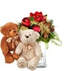 Flower bouquet 'Christmas' with two teddy bears 'Bianca Brun Online