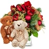 Flower bouquet 'Christmas' with two teddy bears 'Bianca Brun Online