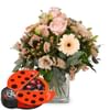 Flower bouquet Delicate Colors with Munz chocolate ladybird Online