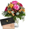 Flower bouquet 'Happy Day' with Munz bar of chocolate 'Heart Online