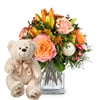 Flower bouquet 'Magical Advent Season' with teddy bear 'Bian Online