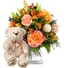 Flower bouquet 'Magical Advent Season' with teddy bear 'Bian Online