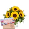 Flower bouquet 'Sunflowers Pure' with Munz bar of chocolate Online