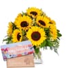 Flower bouquet 'Sunflowers Pure' with Munz bar of chocolate Online