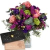 Flower bouquet 'Sweet Day' with Munz bar of chocolate 'Heart Online