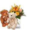 Flower bouquet 'Wonderful Day with Lily' with two teddy bear