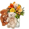 Flower bouquet 'Wonderful Day with Lily' with two teddy bear