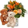 Flower bouquet 'Wonderful Day with Lily' with two teddy bear Online