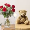 Sexta Red roses bouque and teddy bear Online
