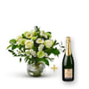 Stylish white bouquet with Champagne. Online