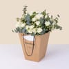 White and green bouquet with decorative bag - Vert coton Online