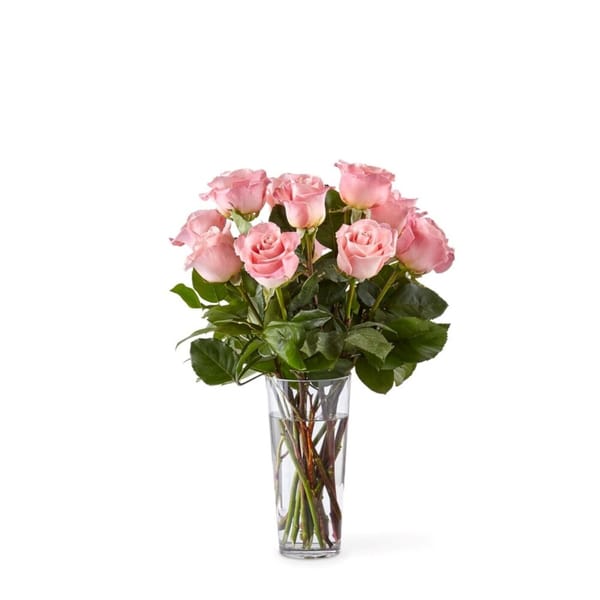 12 Long Stem Pink Rose Bouquet