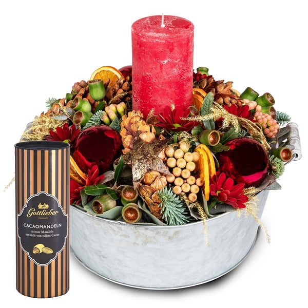 Candle arrangement 'Christmas Light' with Gottlieber cocoa a