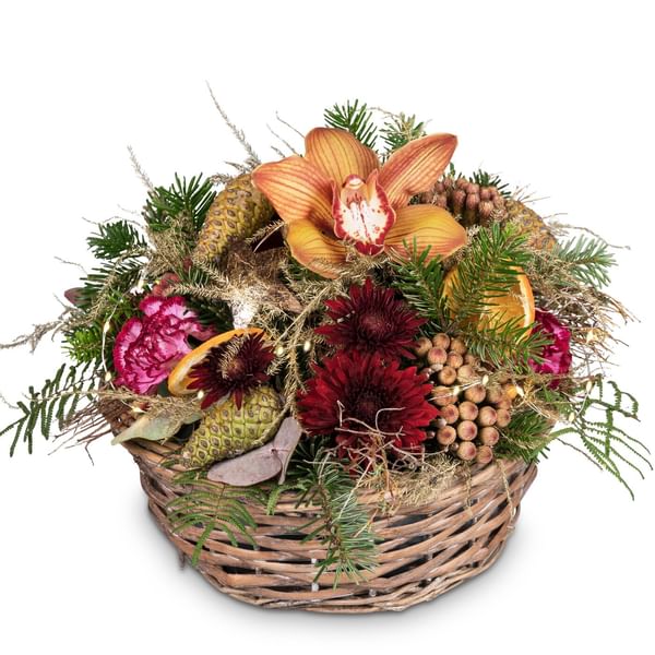 Flower arrangement Elegant Gift with Christmas lights