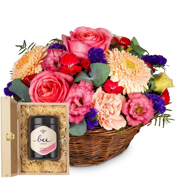 Flower arrangement 'Melody of Color' with Bee Family Swiss b
