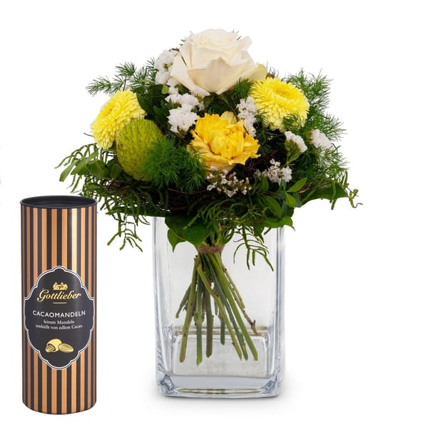 Flower bouquet Sunshine with Gottlieber cocoa almonds