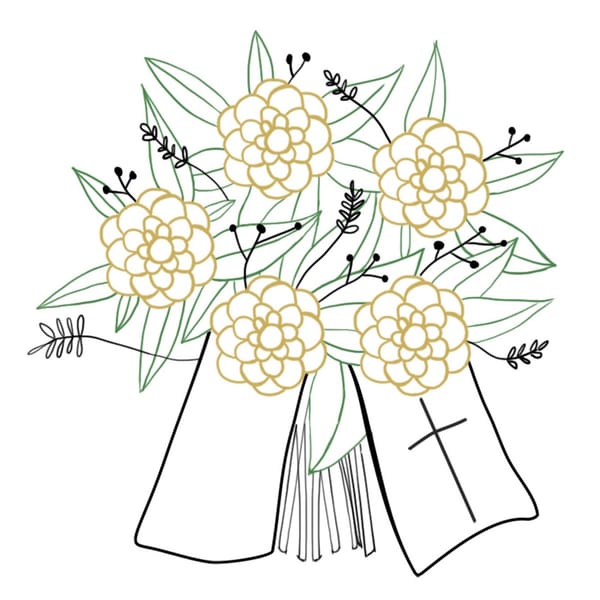 Funeral and Sympathy Bouquet with ribbon