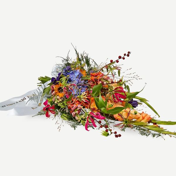 Funeral Spray with ribbon - a colorful farewell