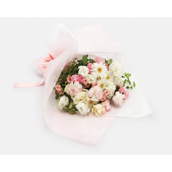 Mothers Day white and pink hand-tied bouquet