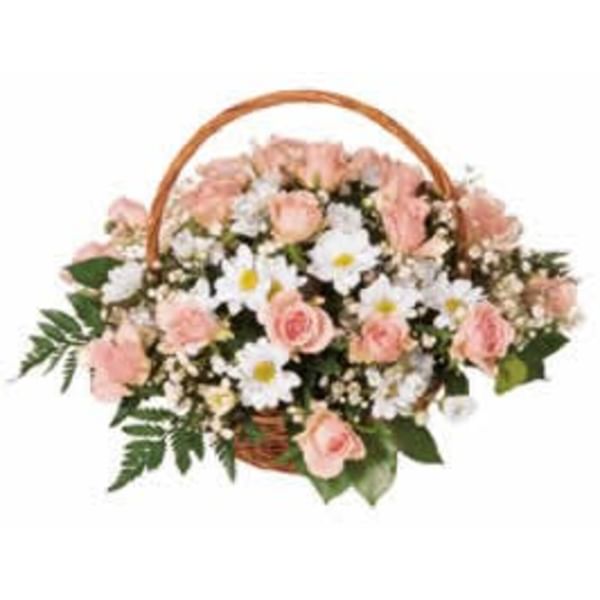 Pink Roses Basket