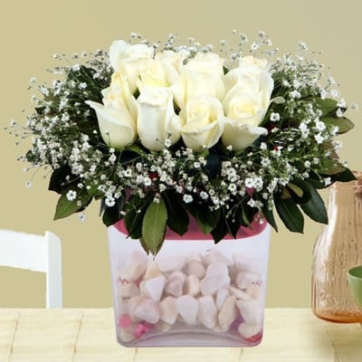 Send Flowers From NZ to Turkey | Arrangement of White Roses | Interflora