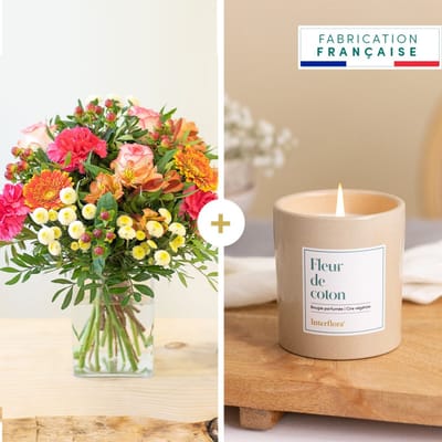 Send Flowers From NZ to France | Colorful bouquet and candle - Tutti ...